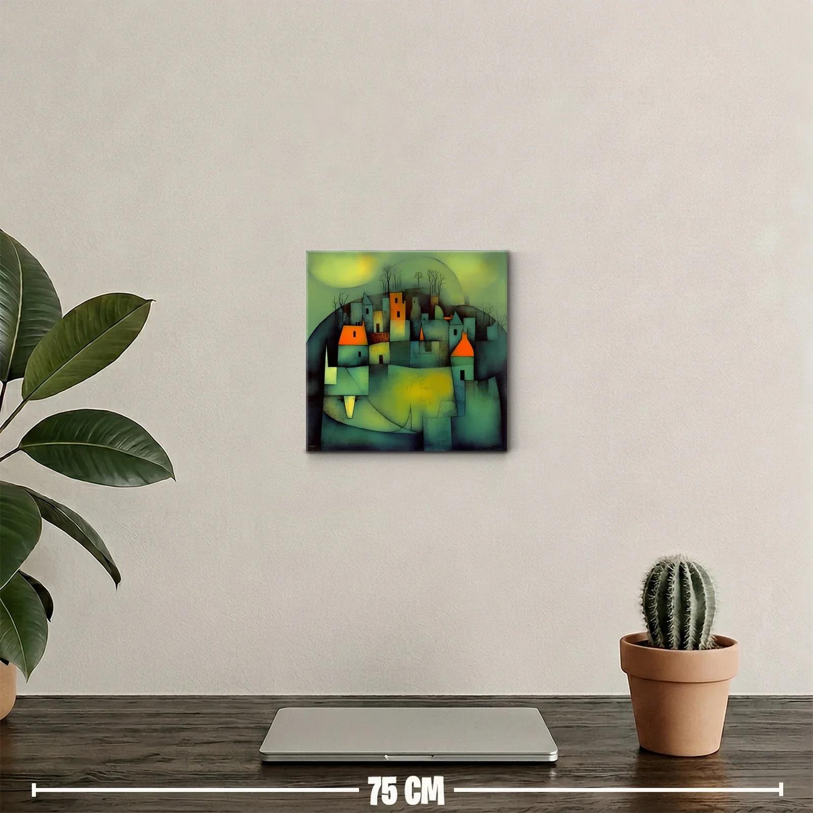 Pueblo abstracto con luces cálidas y ambiente misterioso — miniatura 2
