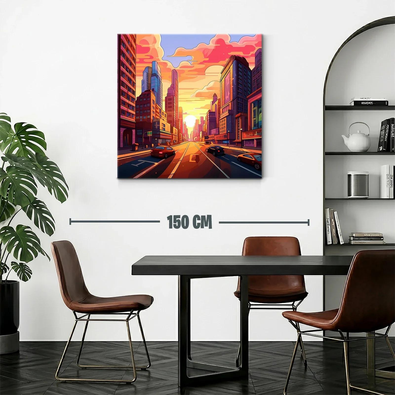 Atardecer vibrante en bulliciosa avenida urbana — miniatura 2