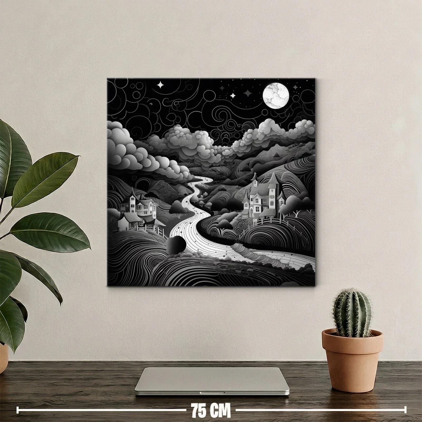 Paisaje nocturno onírico con río bajo la luna llena — miniatura 2