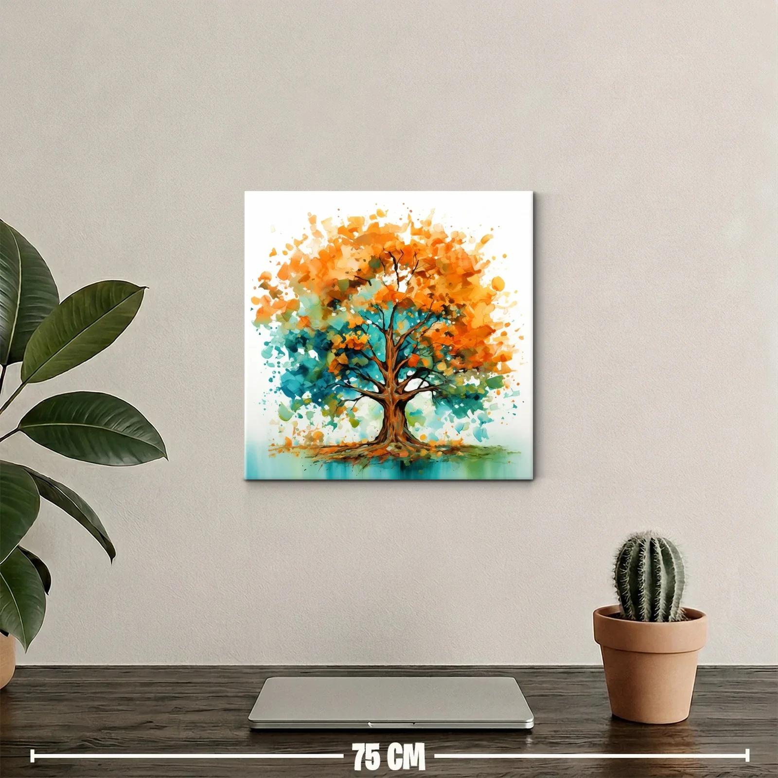 Árbol vibrante con tonos naranja y turquesa — miniatura 2