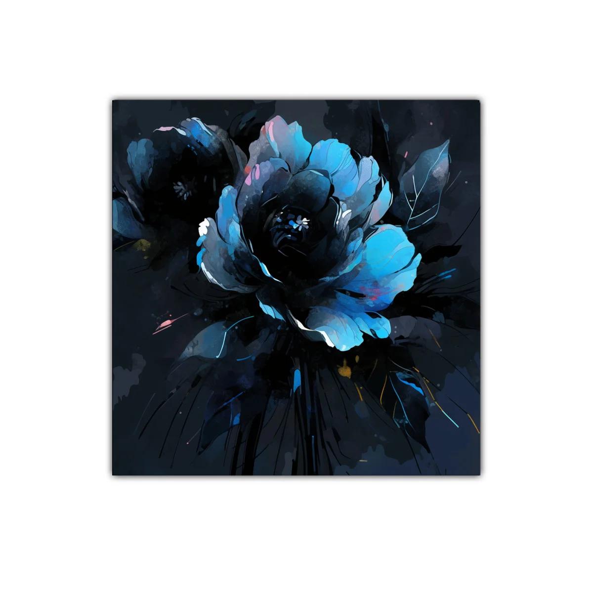 Flor luminosa en tonos azules y negros para decoración moderna — imagen principal