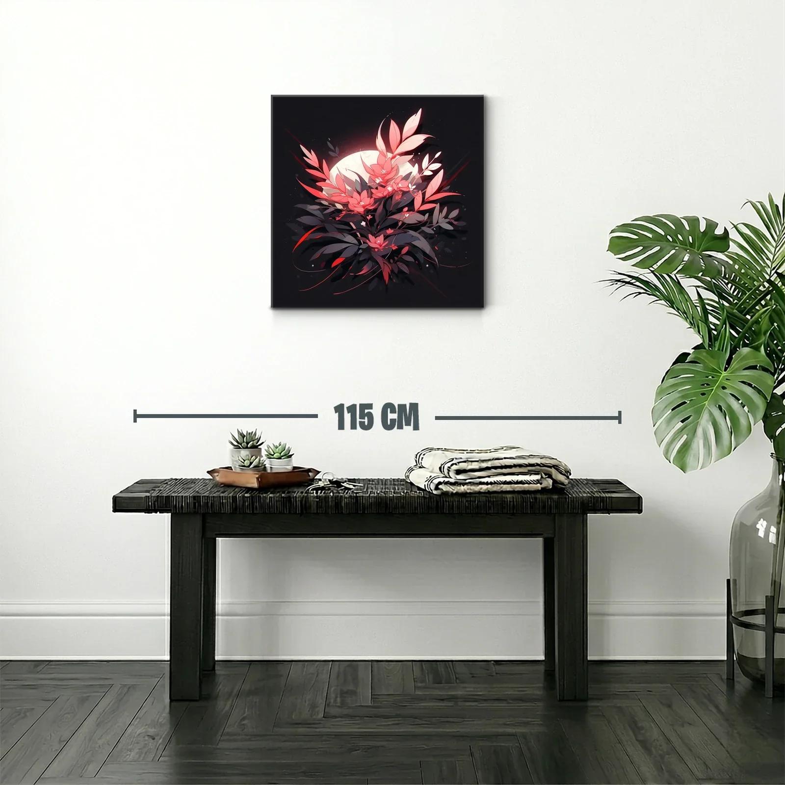 Cuadro floral luminoso con contraste en tonos rojos y negros — miniatura 2