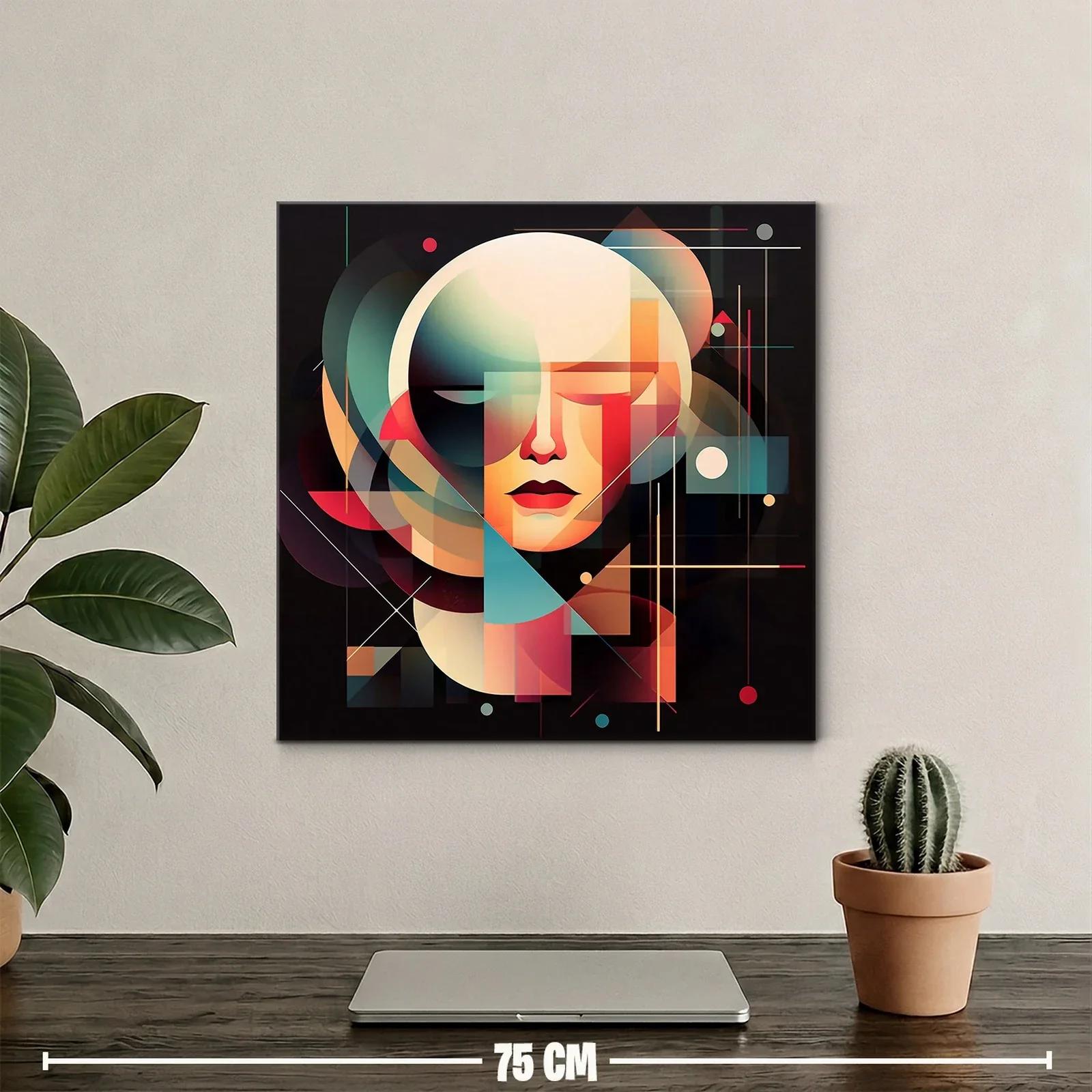 Rostro geométrico en paleta cálida y tonos fríos — miniatura 2