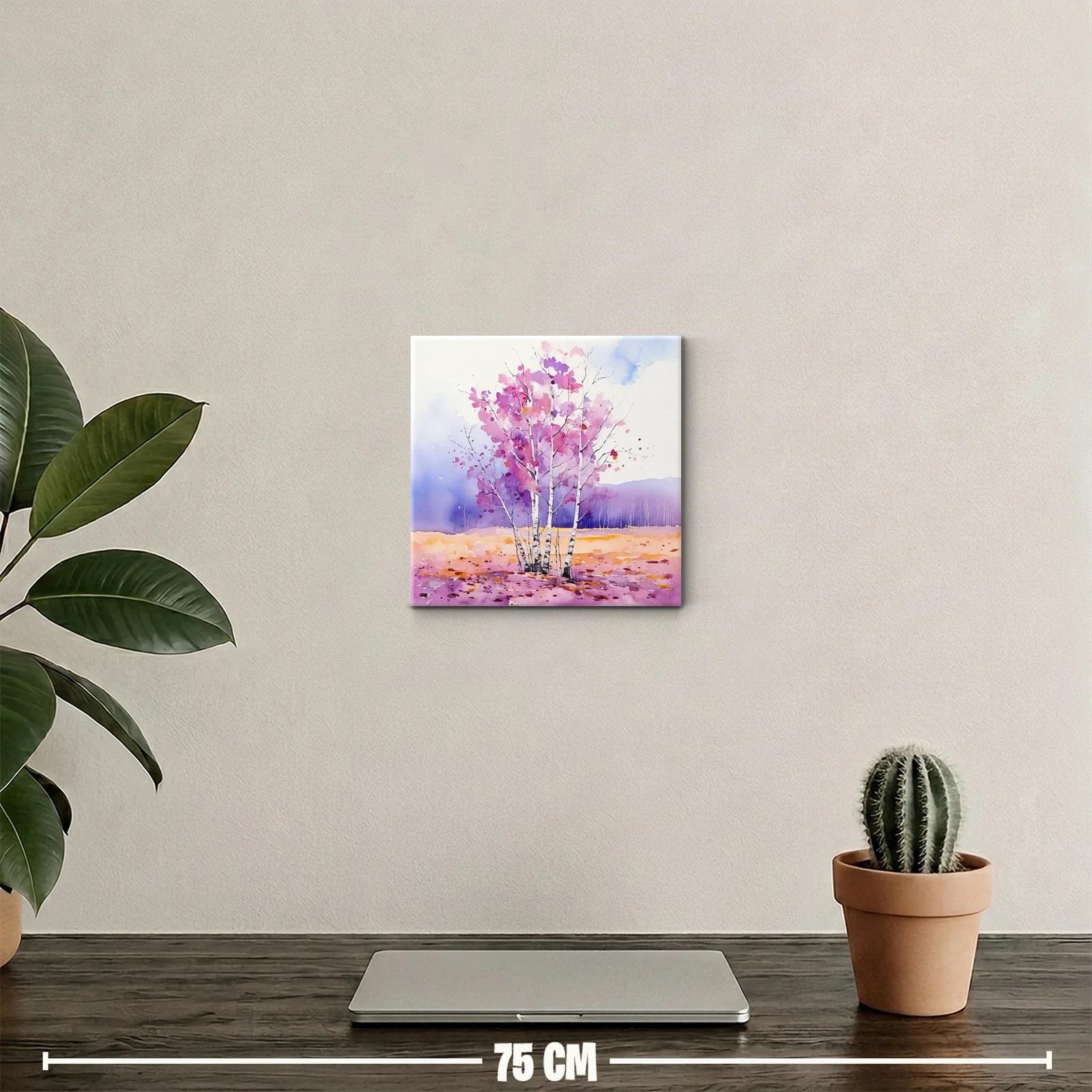 Arboleda en tonos lilas y rosas con paisaje sereno — miniatura 2