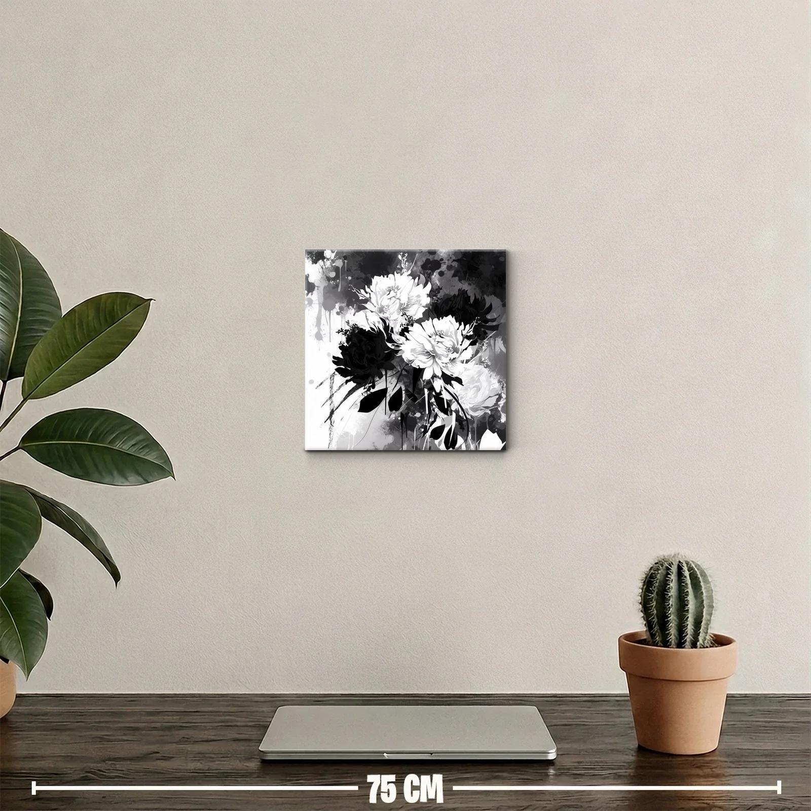 Cuadro floral en blanco y negro con estilo contemporáneo — miniatura 2