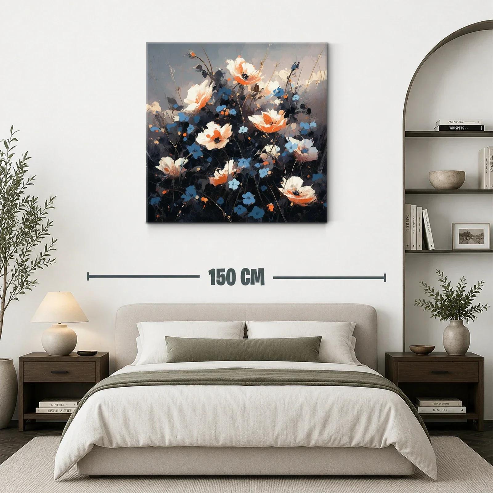 Ramo de flores en tonos azul y naranja vibrante — miniatura 3