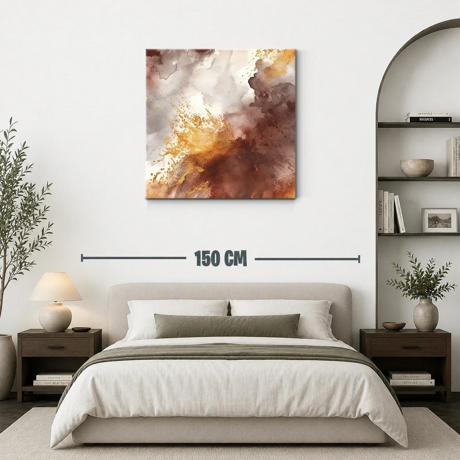 Cuadro abstracto en tonos tierra y dorados cálidos — miniatura 3
