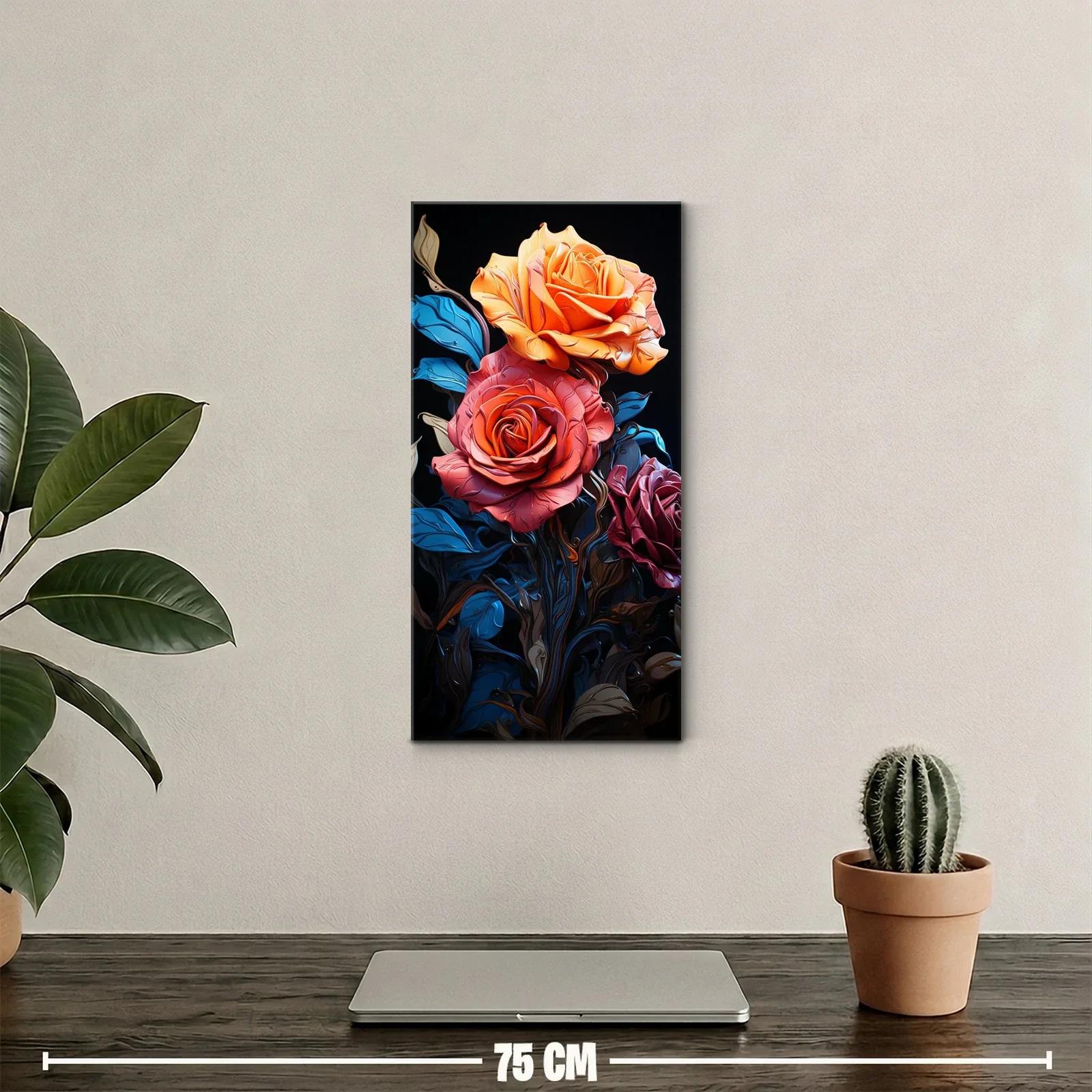 Cuadro ramo de rosas con hojas turquesa — miniatura 2