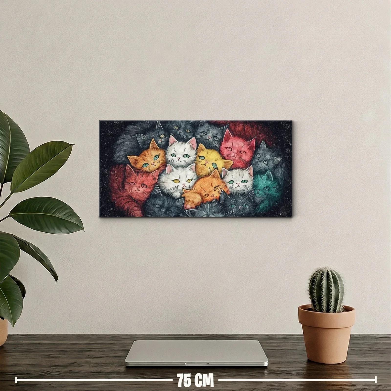 Cuadro grupo de gatos de colores con pelaje texturizado — miniatura 2