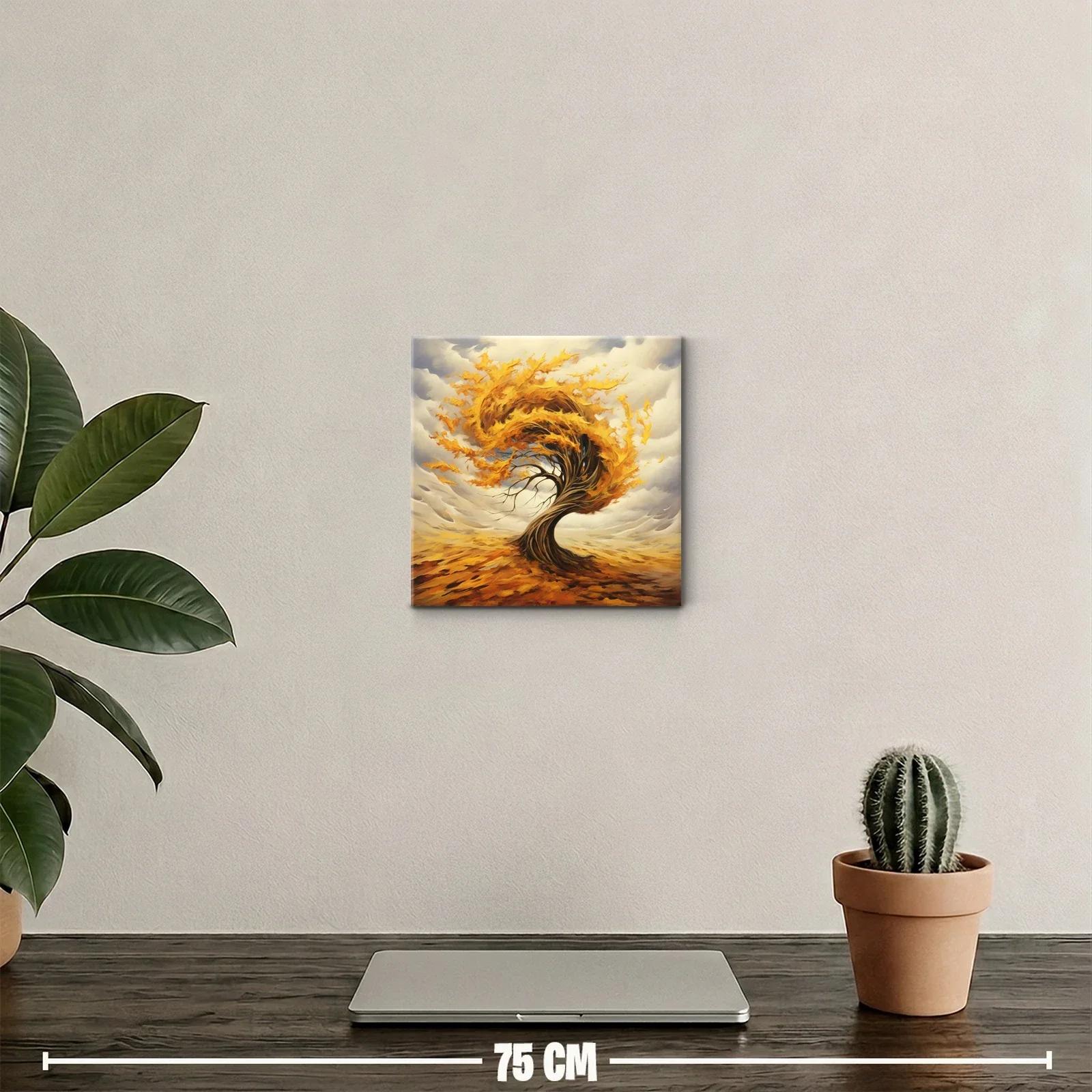 Árbol de otoño en movimiento con hojas doradas — miniatura 2