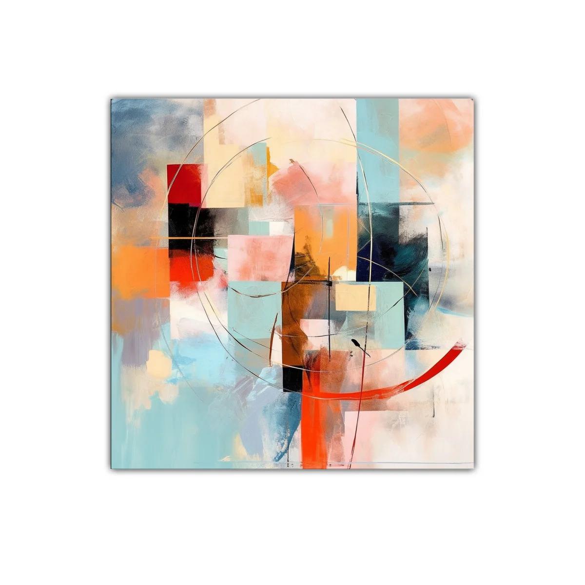 Composición abstracta con tonos cálidos y fríos equilibrados