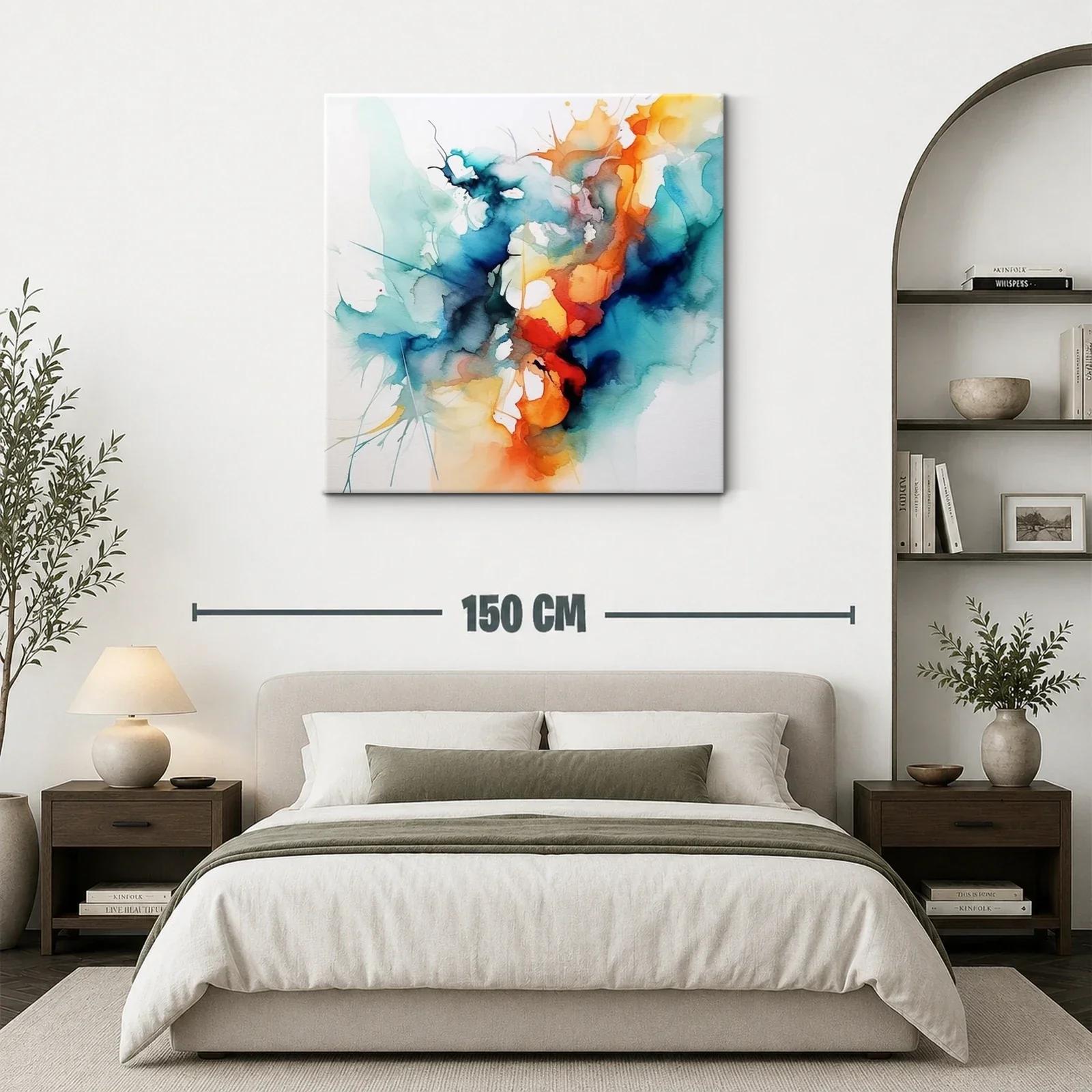 Cuadro abstracto con tonos vibrantes y formas fluidas — miniatura 3