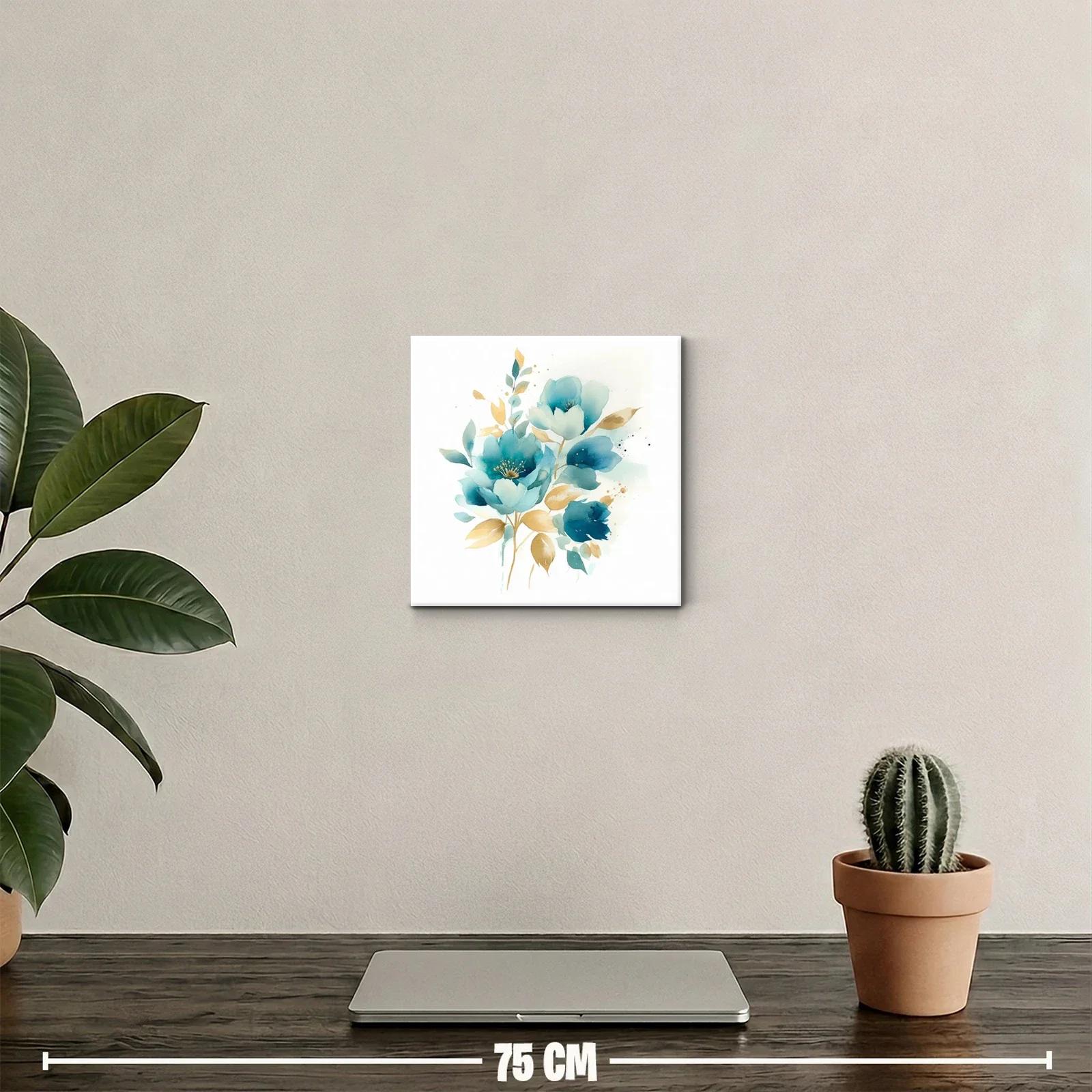 Elegancia floral en tonos azules con toques dorados — miniatura 2