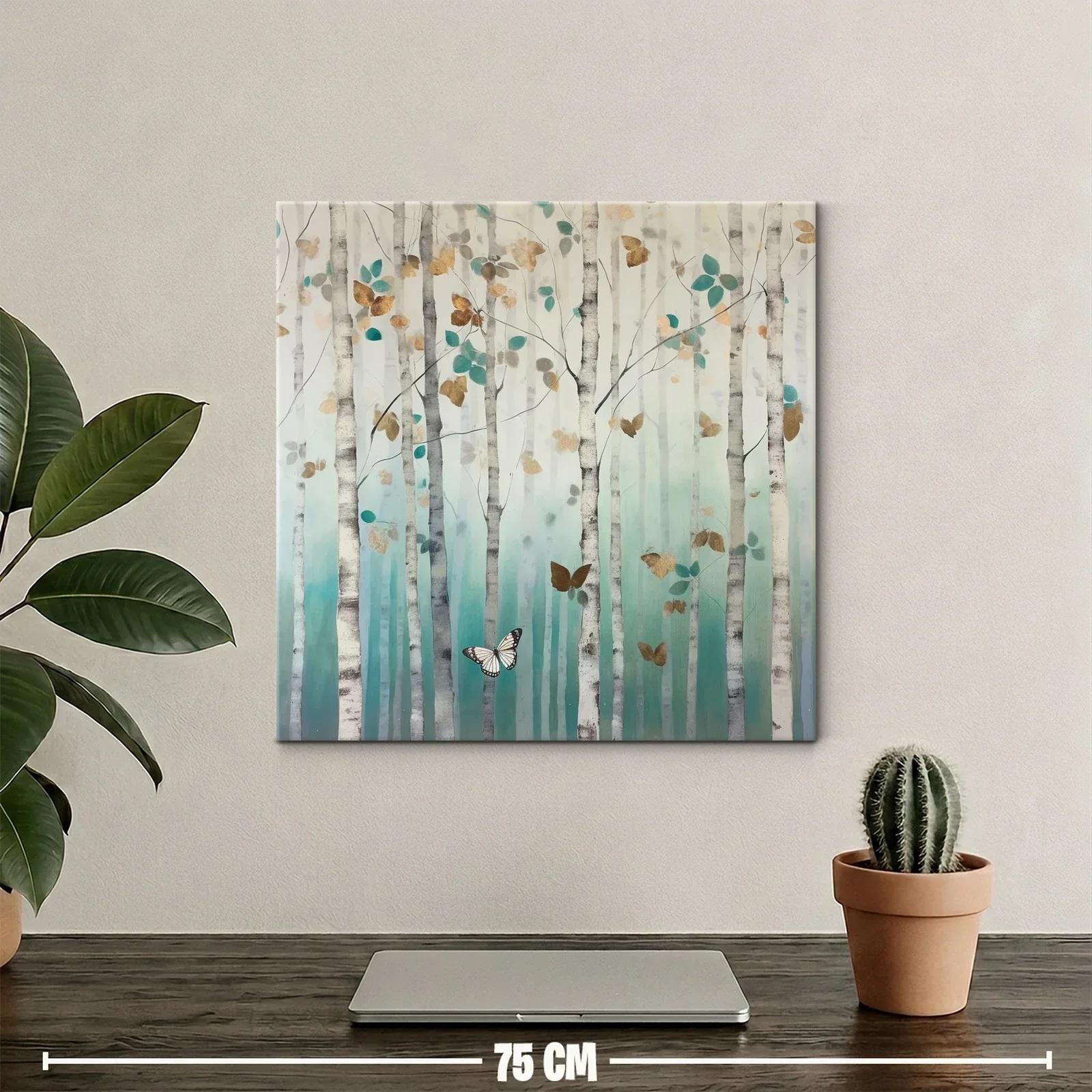 Bosque encantado con mariposas en tonos suaves y dorados — miniatura 2