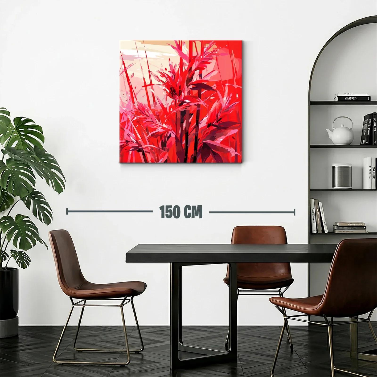 Cuadro floral vibrante con tonos rojos intensos — miniatura 2