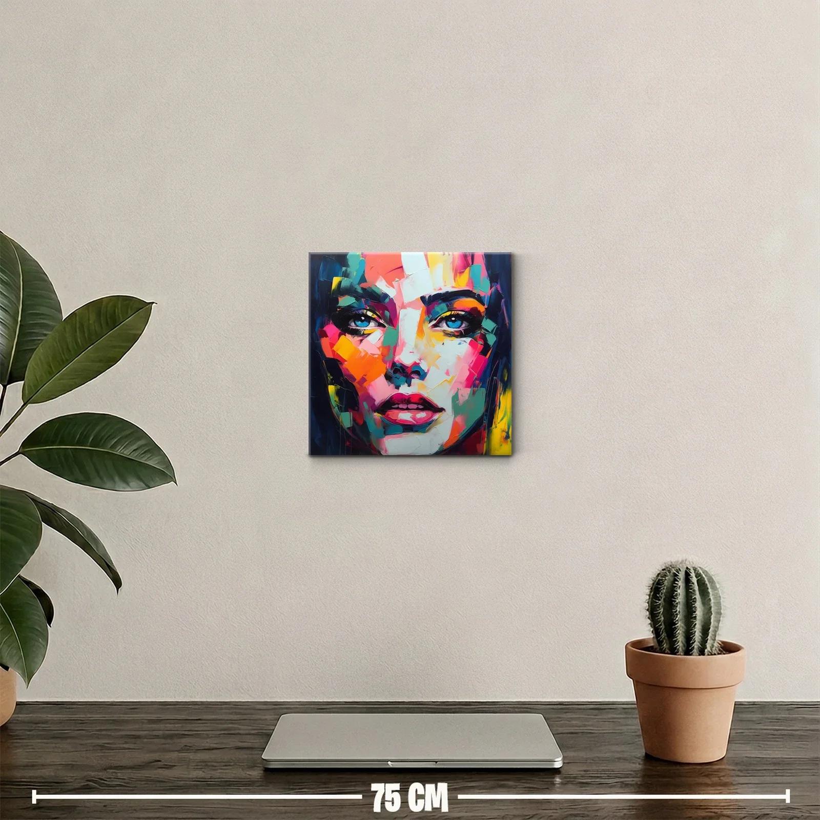 Retrato vibrante con ojos azules intensos y colores vivos — miniatura 2