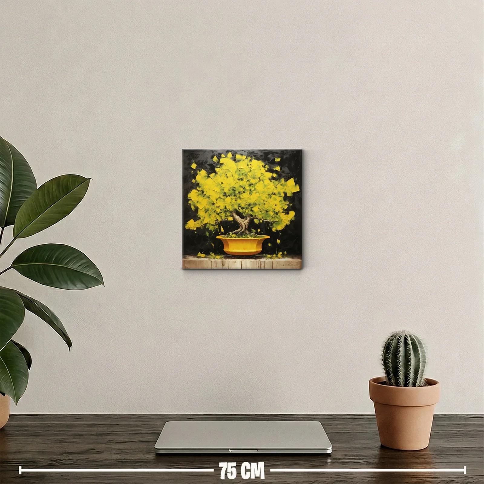 Árbol amarillo vibrante sobre fondo oscuro — miniatura 2