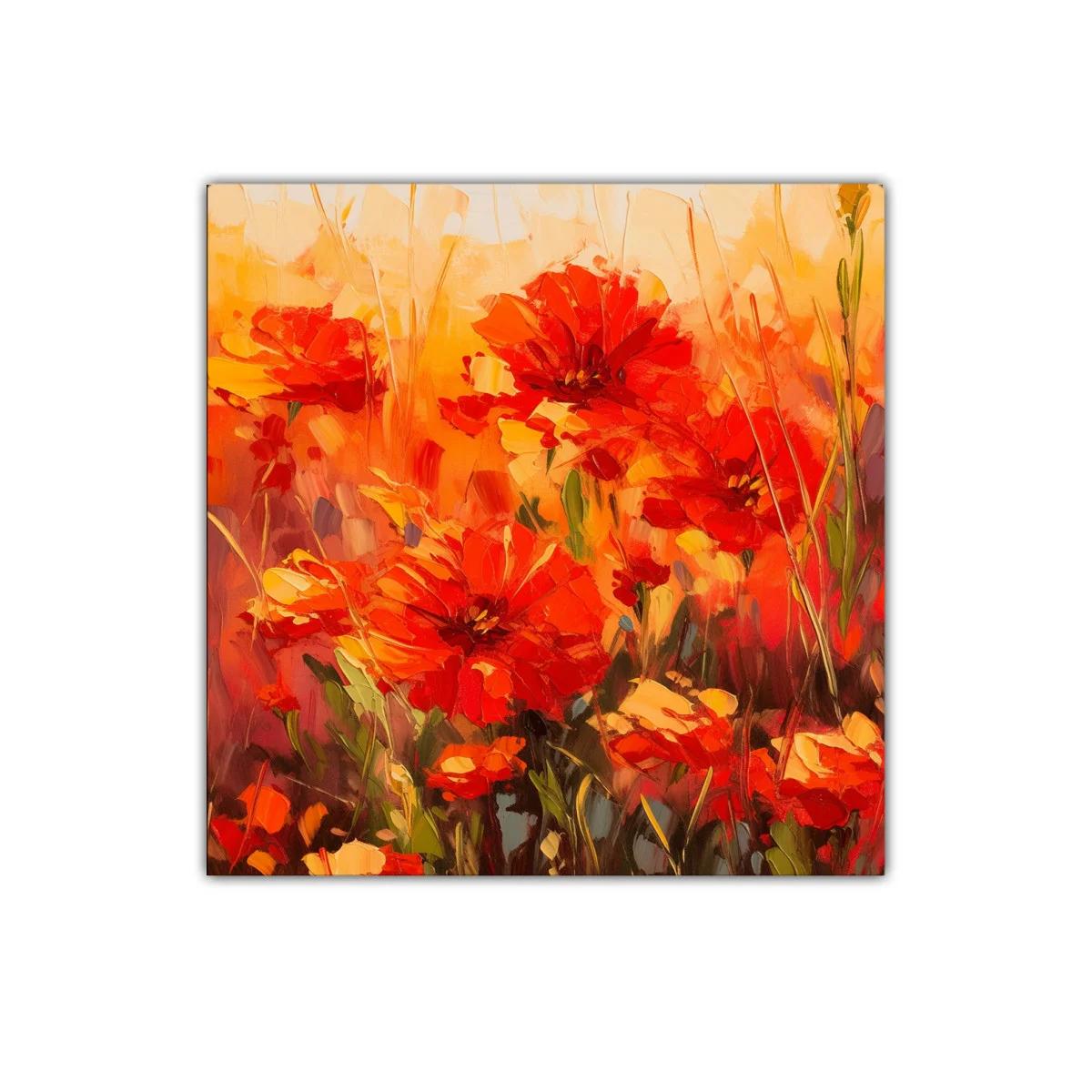 Explosión de amapolas rojas en atmósfera cálida — imagen principal