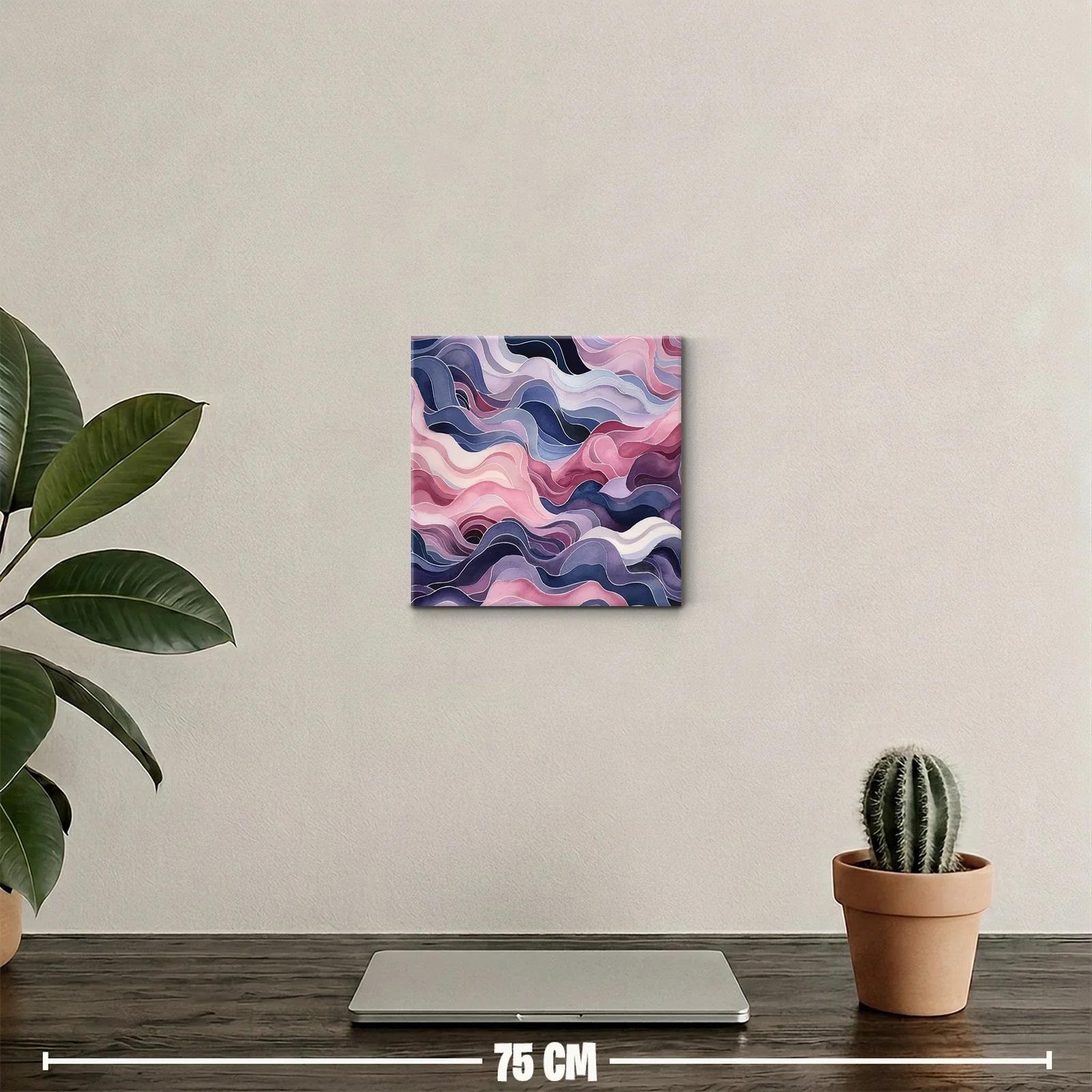 Cuadro abstracto elegante en tonos suaves y ondas fluidas — miniatura 2