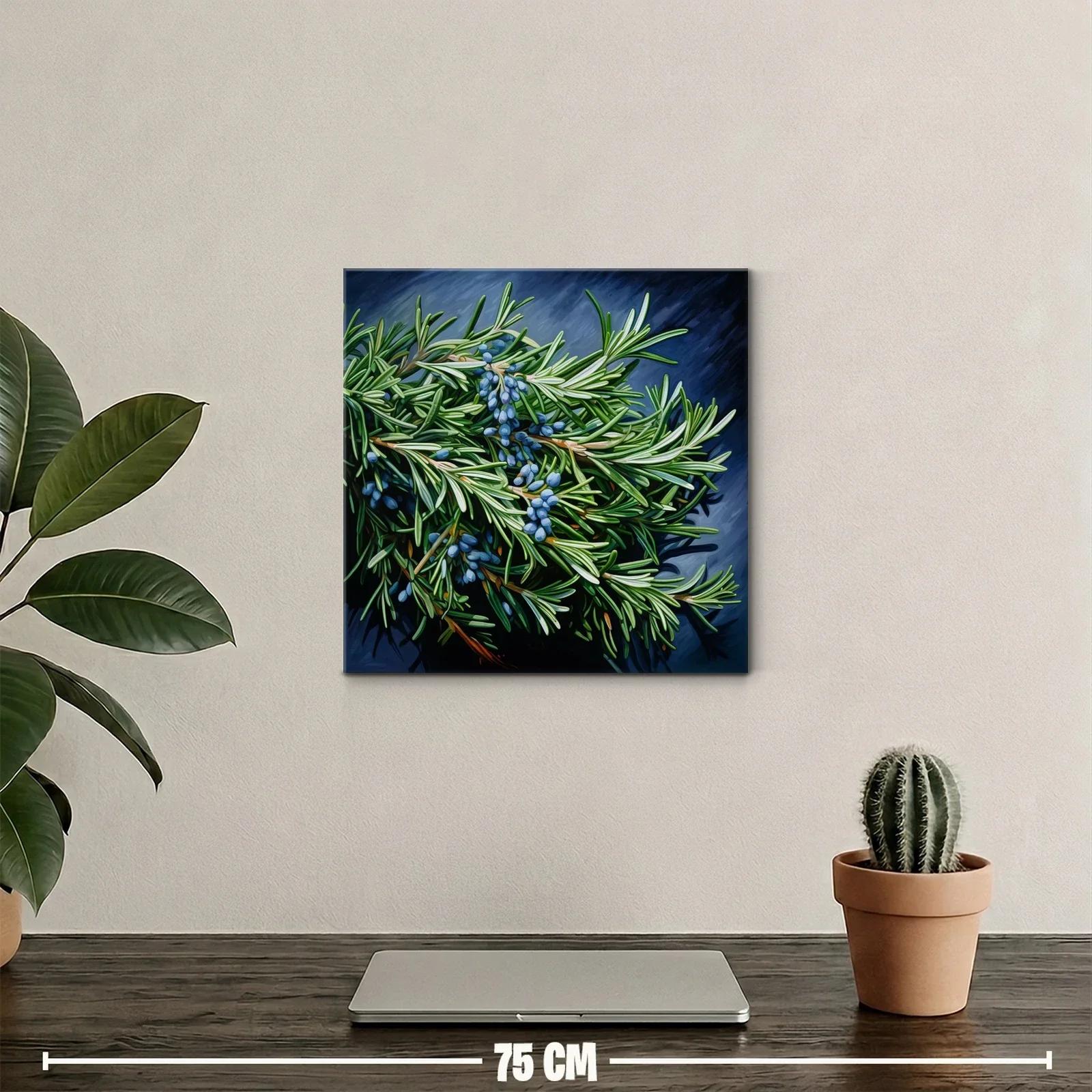 Ramas de plantas verdes con frutos azules en contraste oscuro — miniatura 2