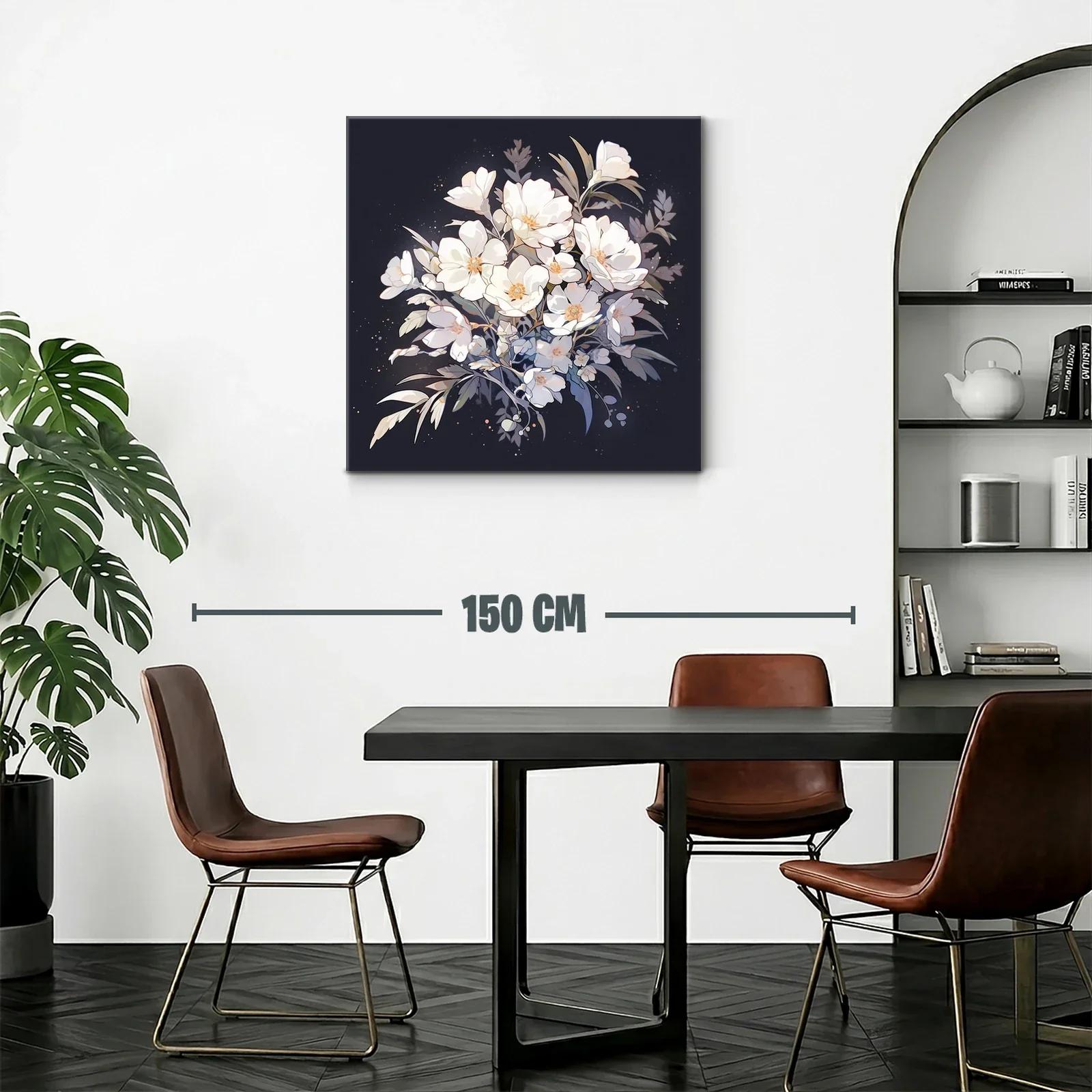 Ramo de flores blancas sobre fondo oscuro elegante — miniatura 2