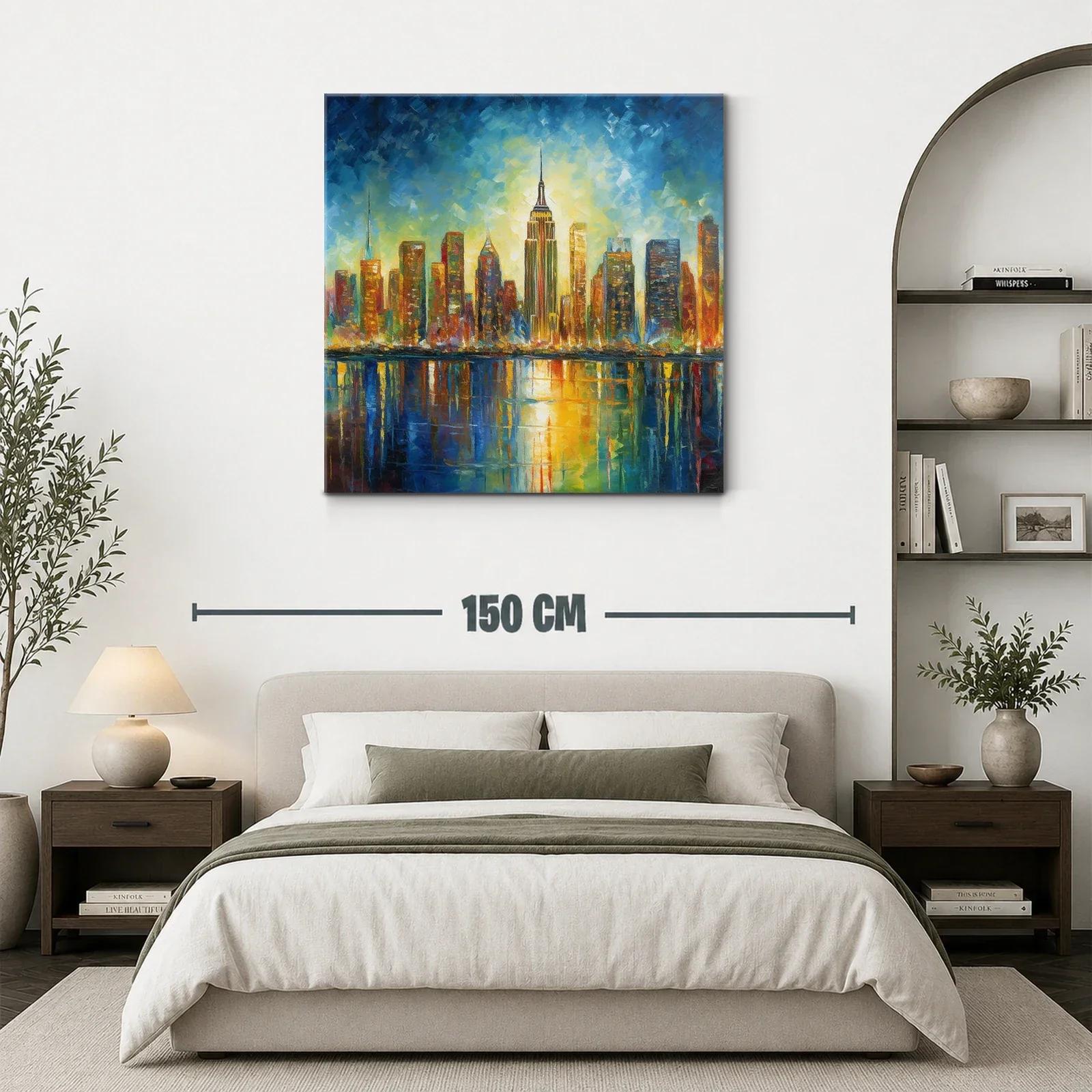 Atardecer vibrante sobre skyline urbano reflejado en el agua — miniatura 3