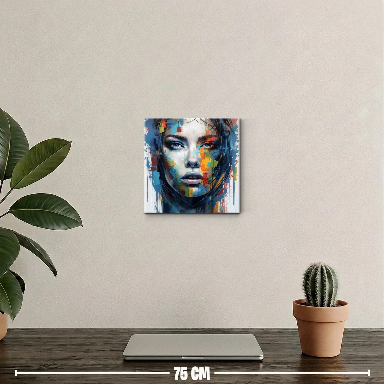 Rostro femenino vibrante con colores intensos y expresión profunda — miniatura 2