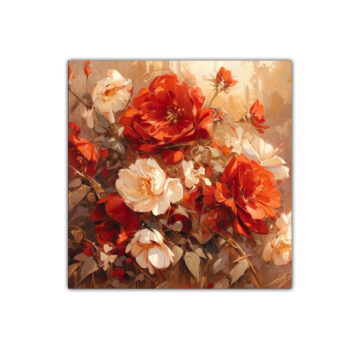 Ramo vibrante con flores rojas y blancas para decorar — imagen principal