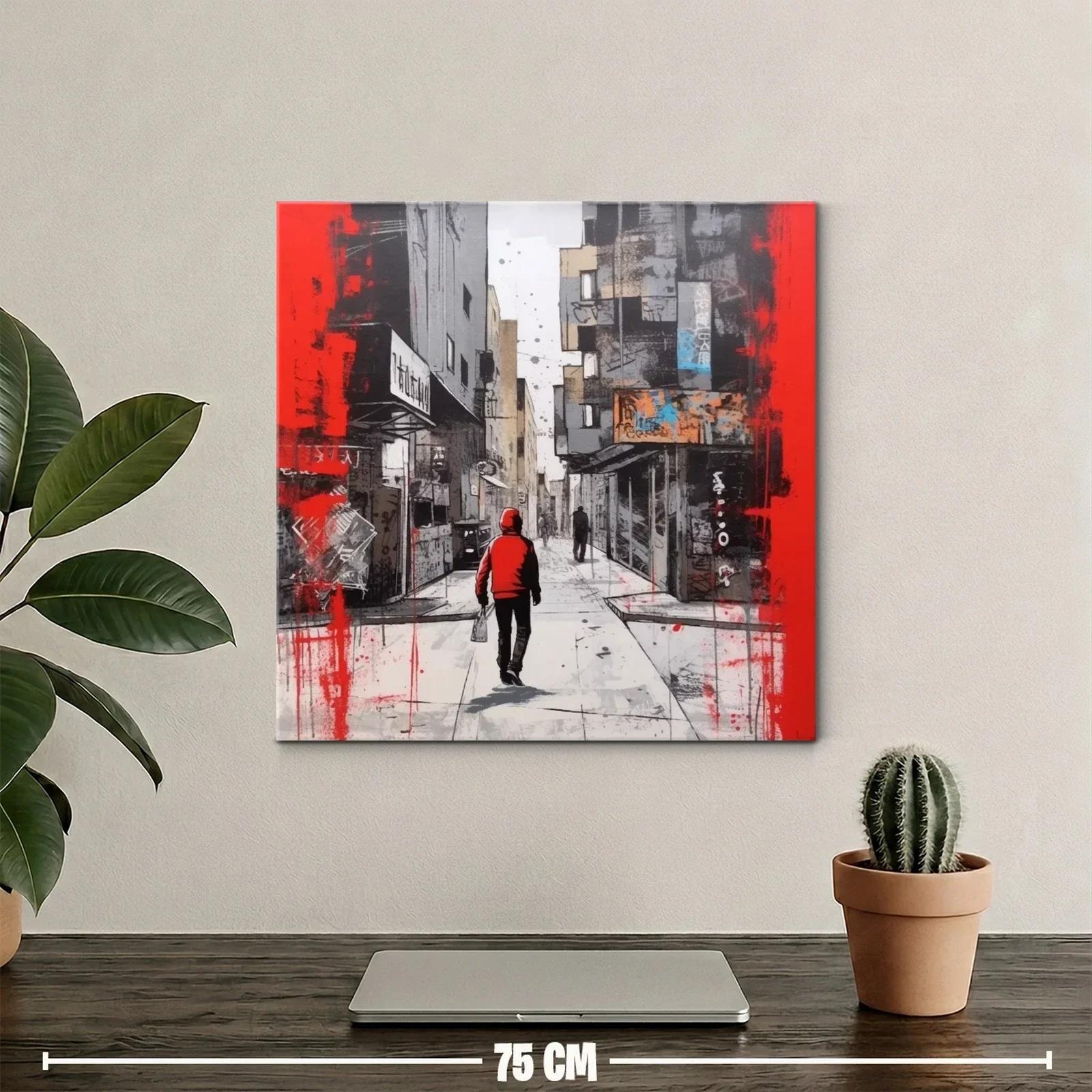 Calle urbana con figura en rojo resaltando la silueta — miniatura 2