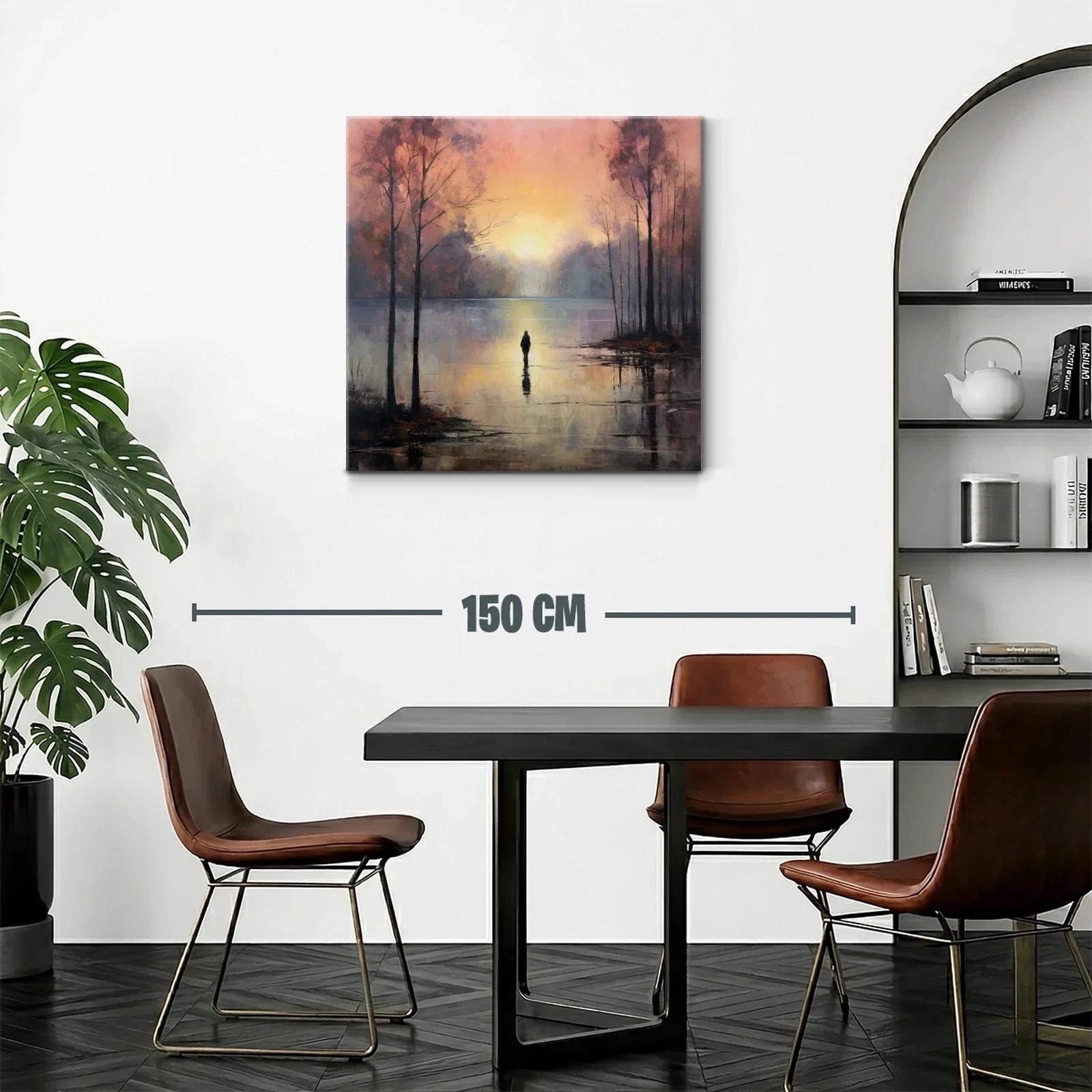 Paisaje sereno al amanecer con figura solitaria — miniatura 2