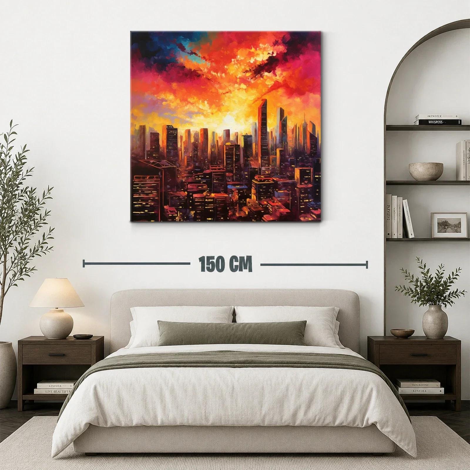 Atardecer urbano vibrante con rascacielos iluminados — miniatura 3