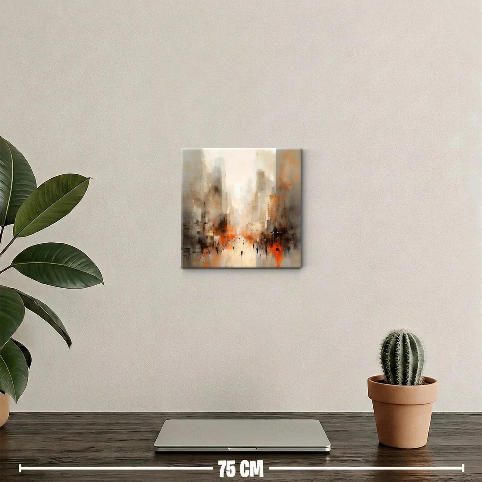 Paisaje urbano abstracto con tonos cálidos y vibrantes — miniatura 2