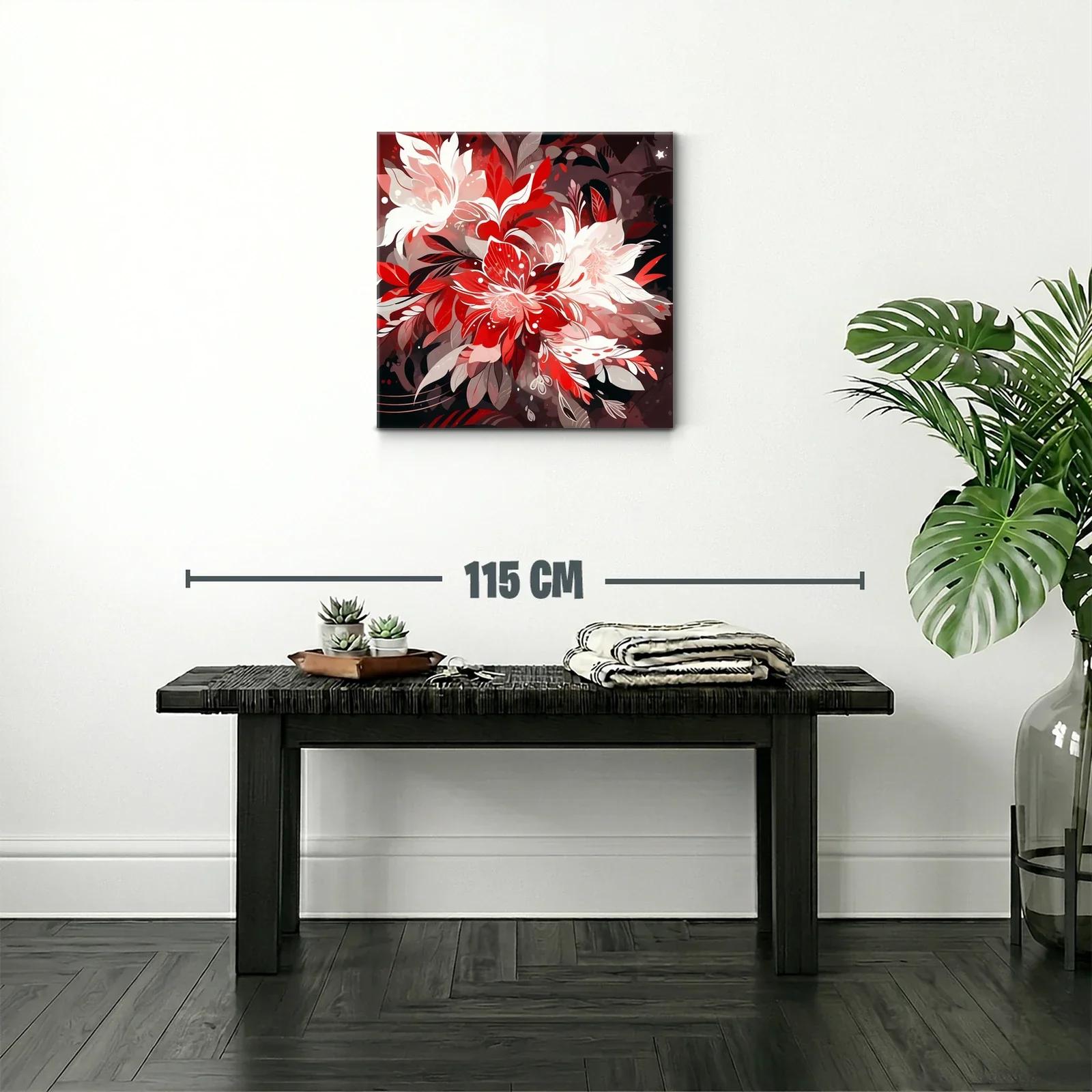 Arte floral en tonos rojos intensos y neutrales cálidos — miniatura 2