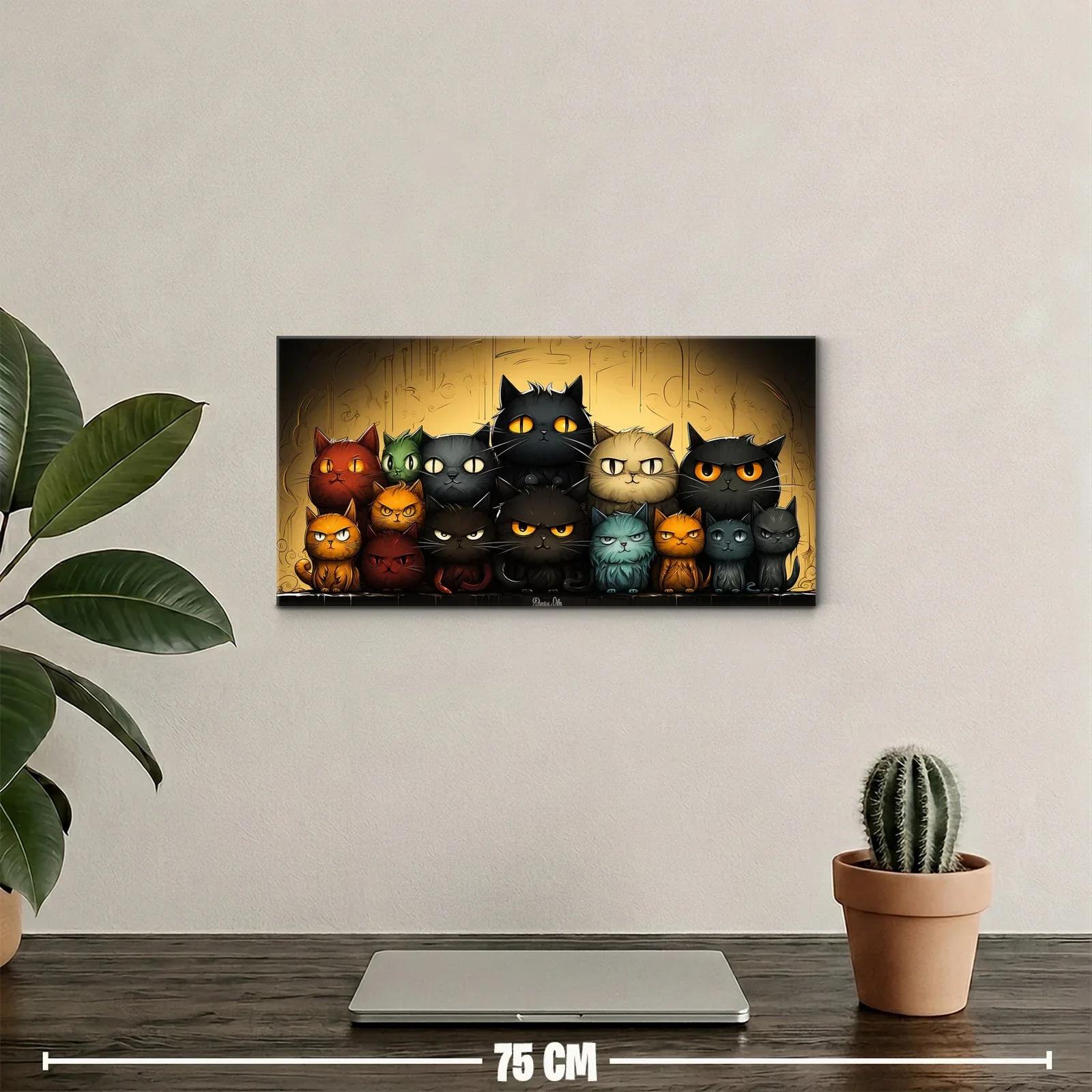 Cuadro grupo de gatos de ojos grandes con colas enroscadas — miniatura 2