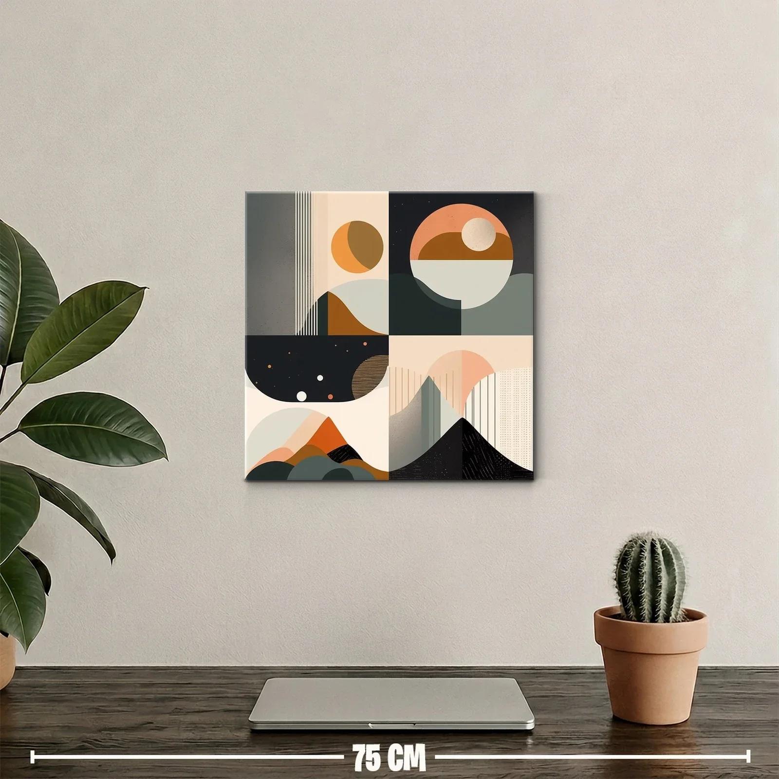 Cuadro abstracto con formas geométricas y tonos cálidos — miniatura 2