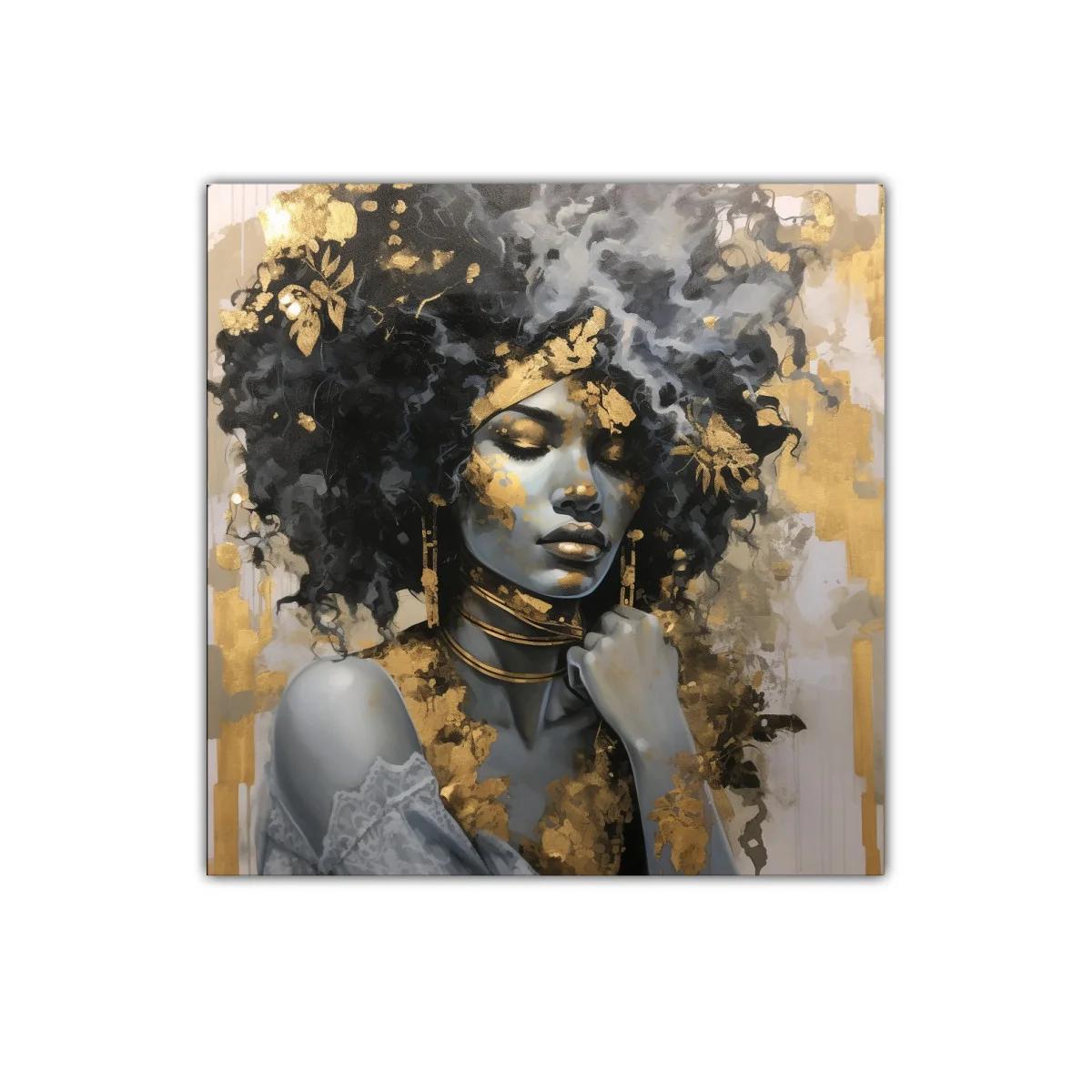 Retrato femenino con detalles dorados y estilo elegante — imagen principal