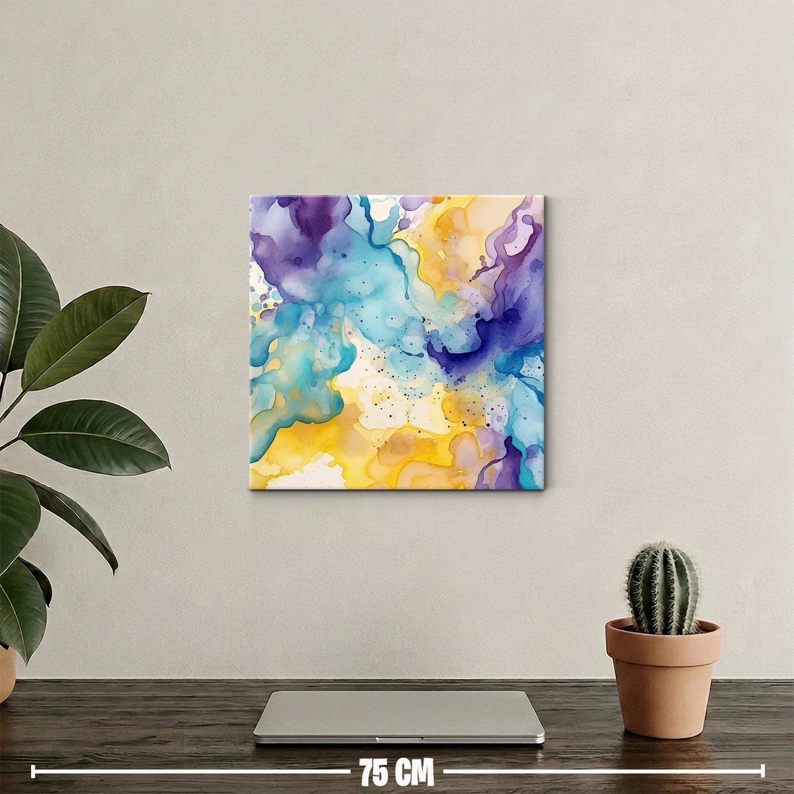 Composición abstracta en tonos azules y amarillos vibrantes — miniatura 2