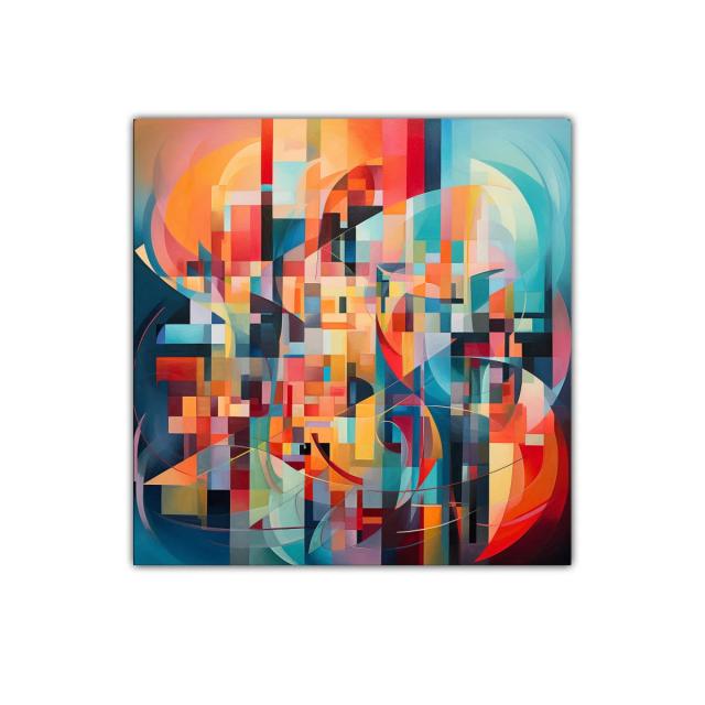 Composición abstracta vibrante con juego geométrico y colorido