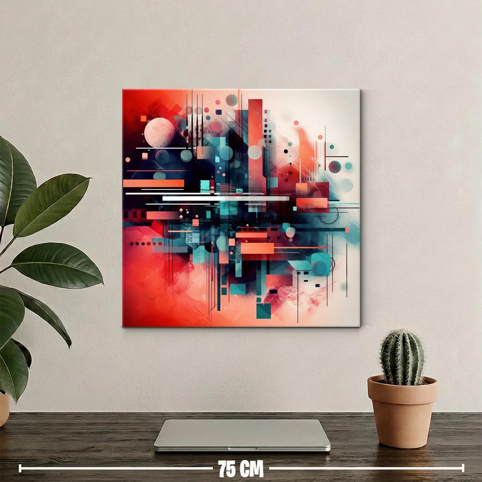 Composición abstracta dinámica en tonos cálidos y fríos — miniatura 2
