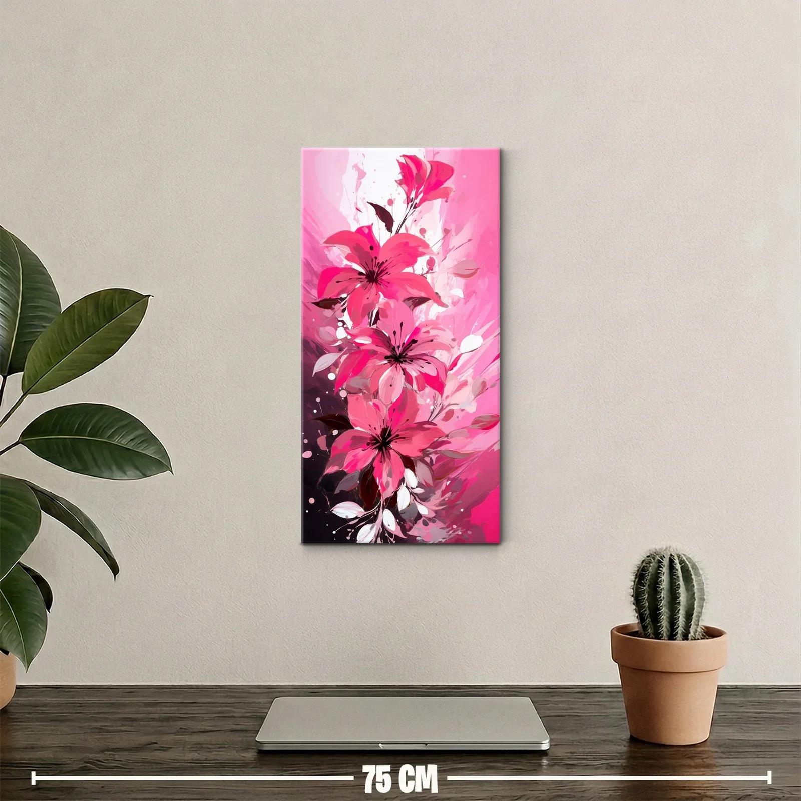Cuadro lirios rosados con fondo rosa luminoso — miniatura 2