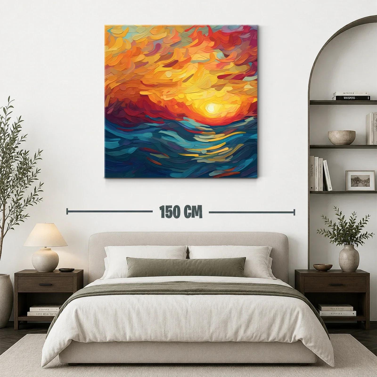 Atardecer vibrante sobre el mar en tonos cálidos y fríos — miniatura 3