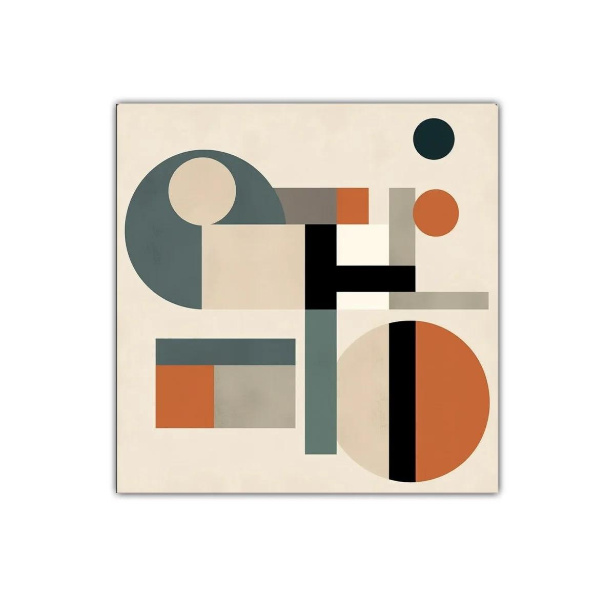 Composición geométrica con tonos tierra y azul grisáceo