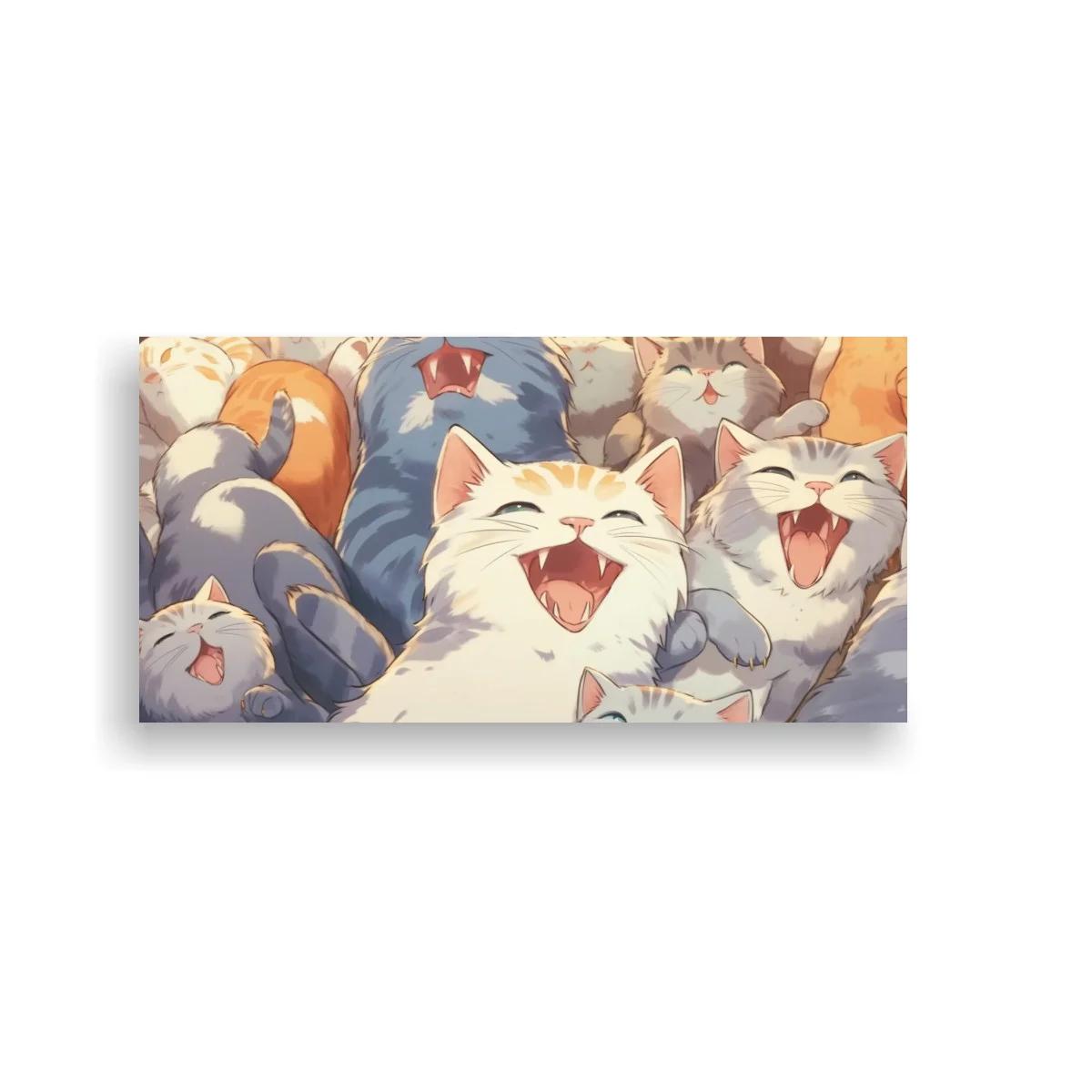 Cuadro grupo de gatos sonrientes amontonados