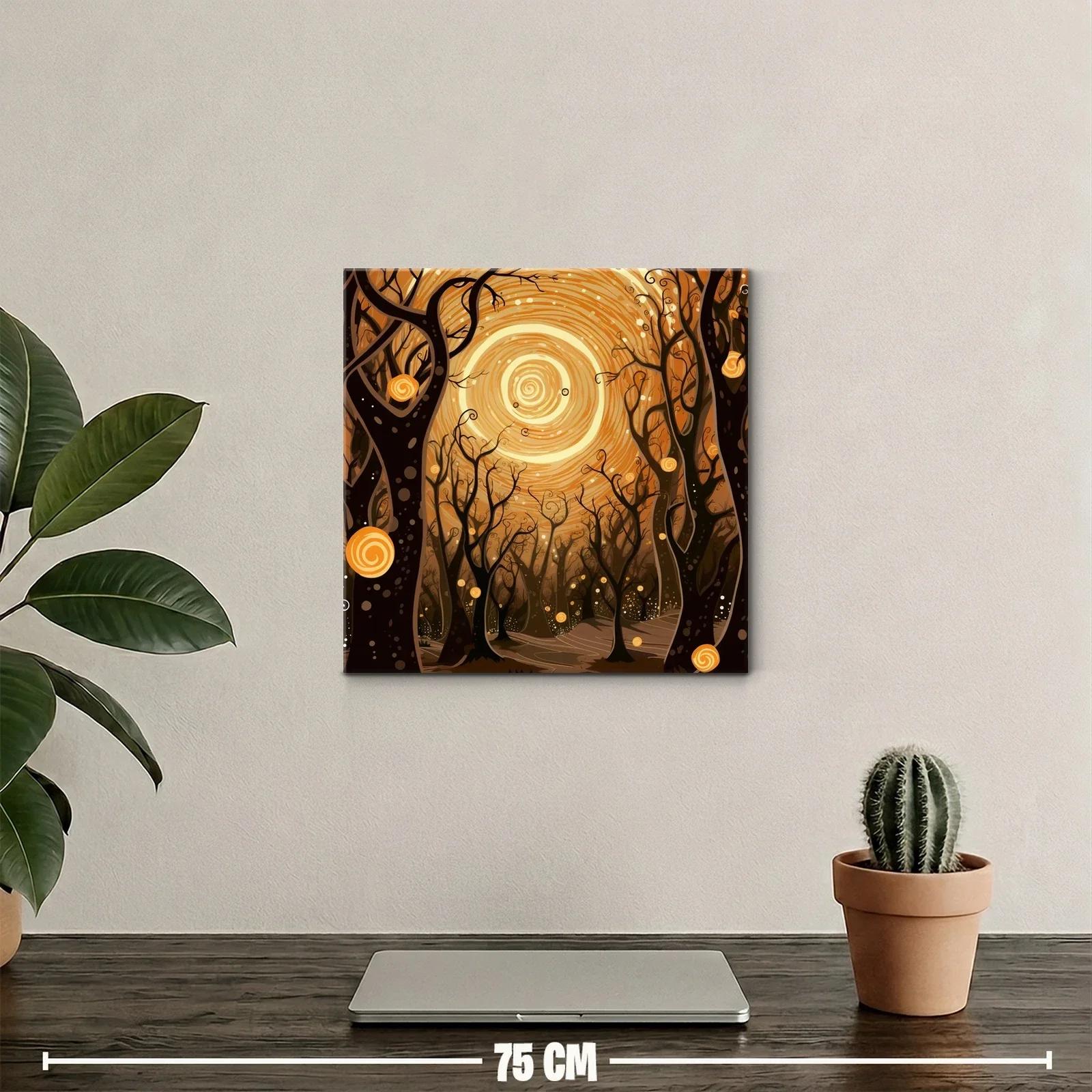 Bosque encantado bajo un sol espiral dorado — miniatura 2