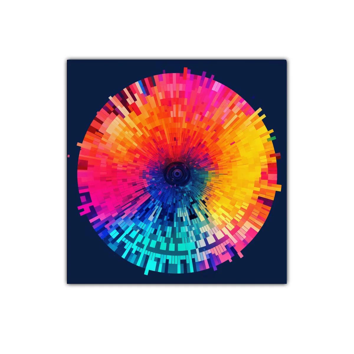 Cuadro abstracto circular con vibrantes tonos intensos para decoración moderna