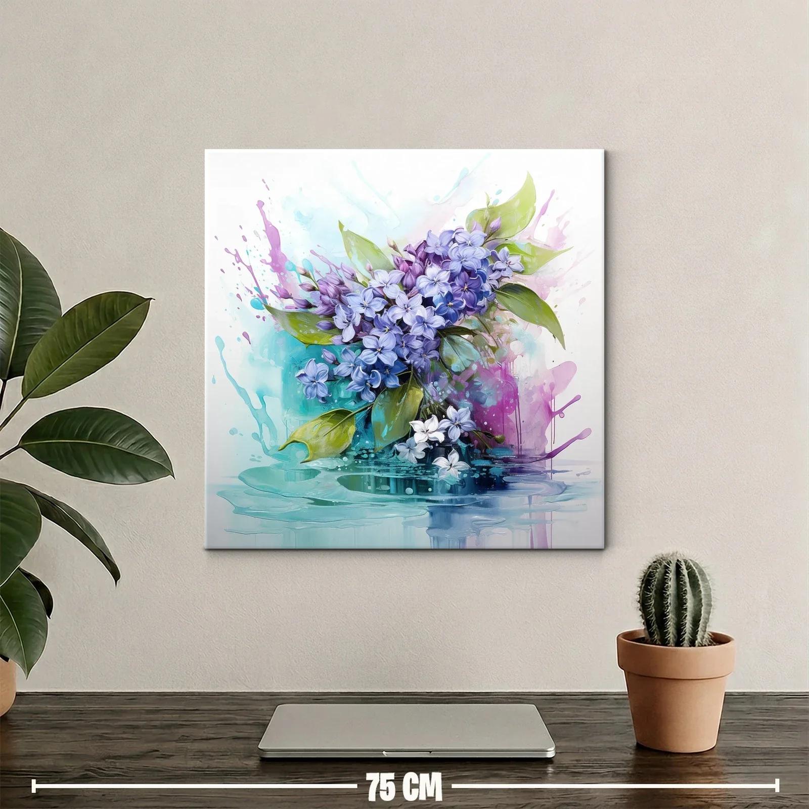 Cuadro floral con lilas y tonos acuarelados suaves — miniatura 2