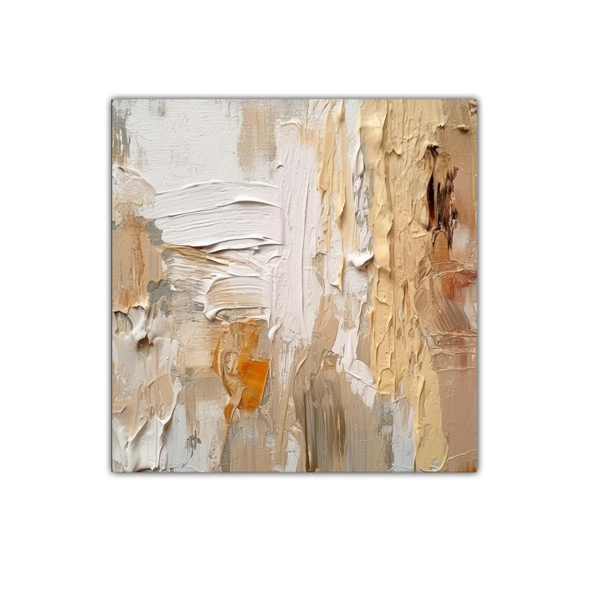 Cuadro abstracto en tonos tierra y beige texturizado