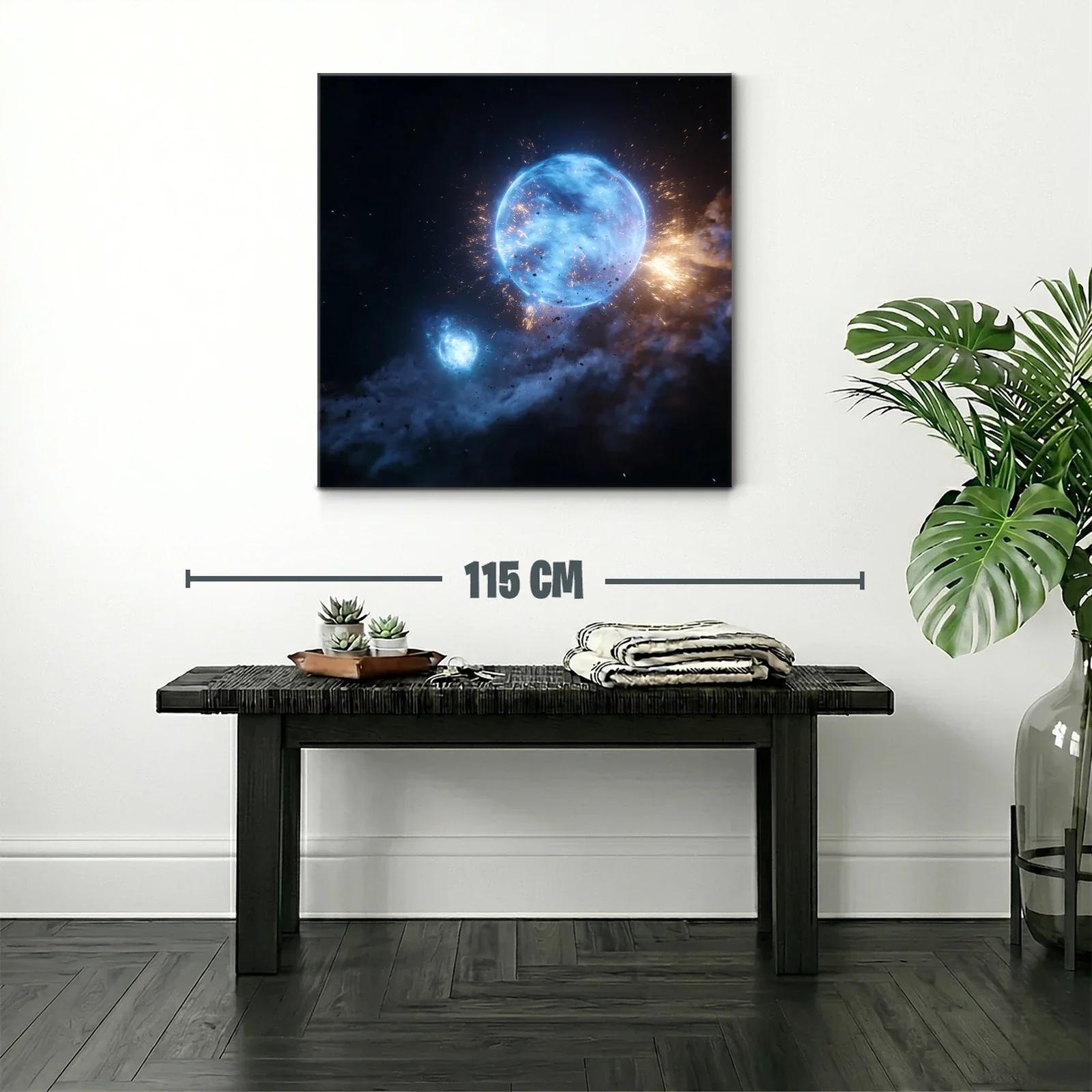 Cuadro Galaxia en Explosión Cósmica Azul y Dorada — miniatura 2