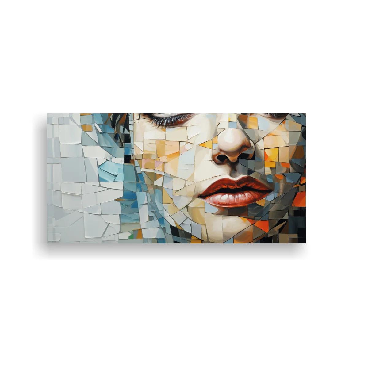 Cuadro rostro de mujer con mosaico geométrico