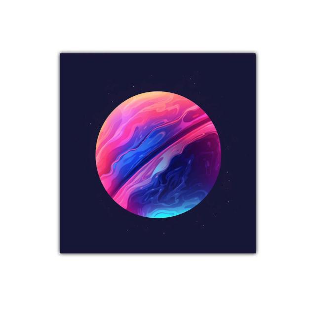 Planeta colorido con tonos vibrantes y diseño abstracto